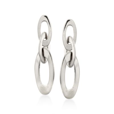 Roberto Coin 18kt White Gold Three Oval Link Earrings With Ruby     &mdash; Alt Image 1