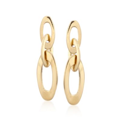 Roberto Coin 18kt Yellow Gold Three Oval Link Earrings With Ruby &mdash; Alt Image 1