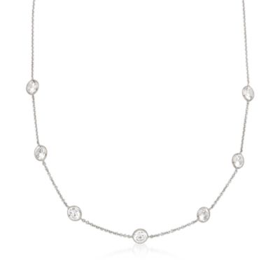 CZ Station Necklace In 14kt White Gold &mdash; Alt Image 1