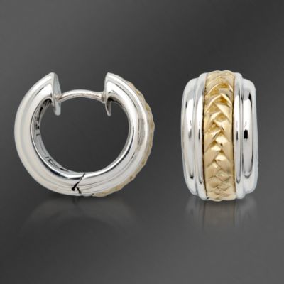 Scott Kay Hoop Earrings In 18kt Yellow Gold and Sterling Silver   &mdash; Alt Image 1