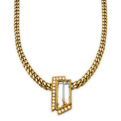 C. 1970 Vintage .85 ct. t.w. Diamond Necklace With Topaz In 18kt Yellow Gold &mdash; Alt Image 1