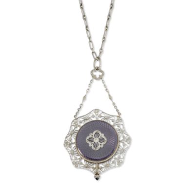 C. 1910 Vintage Edwardian .40 ct. t.w. Diamond Watch Necklace In Enameled Platinum. 28" &mdash; Alt Image 2