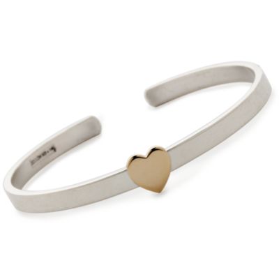Child's Heart Cuff Bracelet In Sterling Silver and 14kt Yellow Gold. Size 4.5" &mdash; Alt Image 1