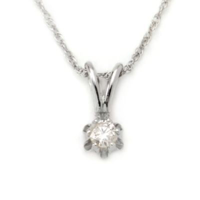 Child's Diamond Pendant With Chain In 14kt White Gold. 13" &mdash; Alt Image 1
