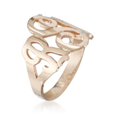 Script Monogrammed Ring In 14kt Yellow Gold &mdash; Alt Image 2