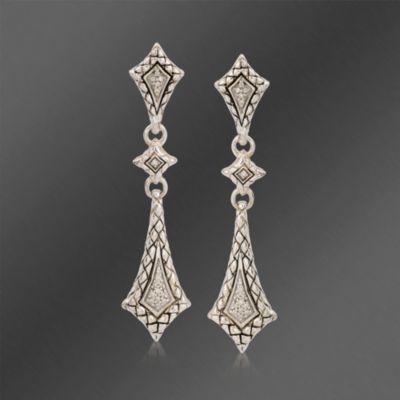Scott Kay Basket Weave Diamond Dangle Earrings &mdash; Alt Image 1