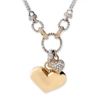 .50 ct. t.w. Diamond Heart Charm Necklace In 14kt Two Tone Gold &mdash; Alt Image 1
