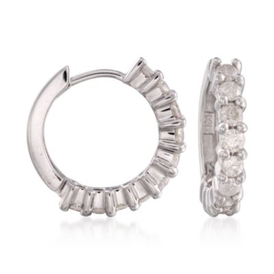 1.00 ct. t.w. Diamond Hoop Earrings In 14kt White Gold  &mdash; Alt Image 1
