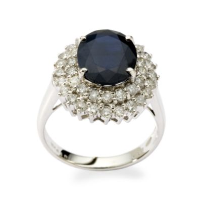 4.00 Carat Sapphire and 1.25 ct. t.w. Diamond Ring In 18kt White Gold &mdash; Alt Image 1