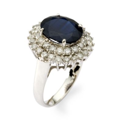 4.00 Carat Sapphire and 1.25 ct. t.w. Diamond Ring In 18kt White Gold &mdash; Alt Image 2
