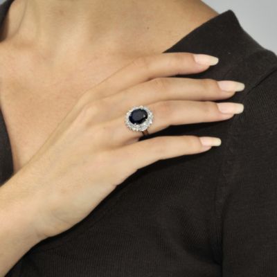 4.00 Carat Sapphire and 1.25 ct. t.w. Diamond Ring In 18kt White Gold &mdash; Alt Image 3