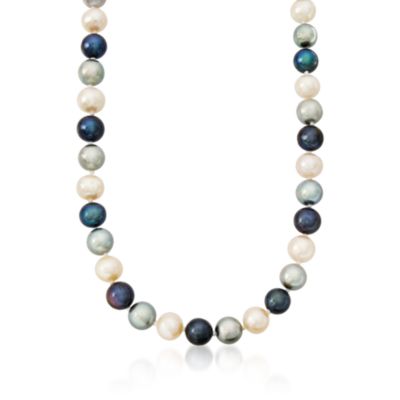 Multicolored 8-10mm Cultured Pearl Necklace With 14kt Yellow Gold Clasp &mdash; Alt Image 1