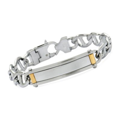 Men's Link Id Bracelet In Two-Tone Brass &mdash; Alt Image 1