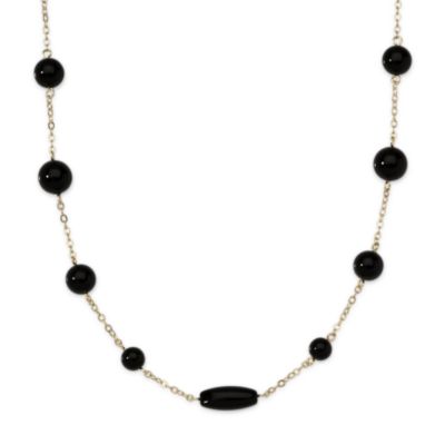 10mm Black Onyx Necklace In 14kt Yellow Gold 36" &mdash; Alt Image 1