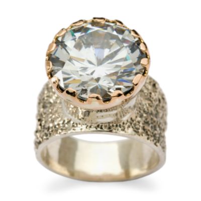 White Round Cubic Zirconia Band Ring In 14kt Rose Gold and Sterling Silver. Size 5 &mdash; Alt Image 1