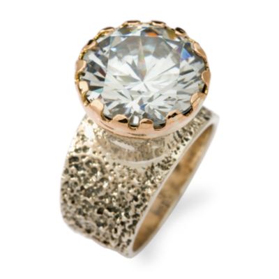 White Round Cubic Zirconia Band Ring In 14kt Rose Gold and Sterling Silver. Size 5 &mdash; Alt Image 2
