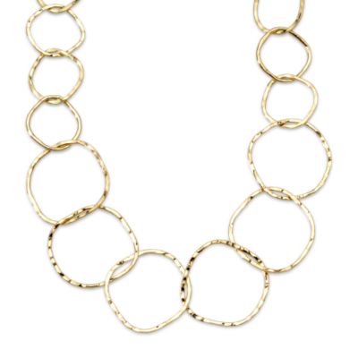 Ross-Simons - 14kt Yellow Gold Hammered Circle Necklace from ross-simons.com