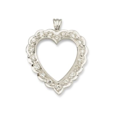 C. 1965 Vintage .50 ct. t.w. Diamond Open-Heart Pendant In 14k White Gold &mdash; Alt Image 1