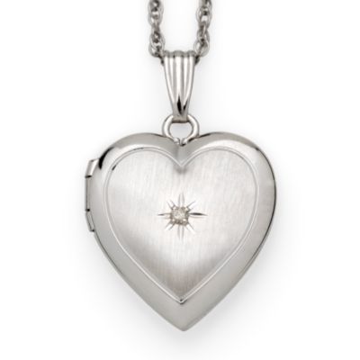 Diamond Locket In 14kt White Gold 18" &mdash; Alt Image 1