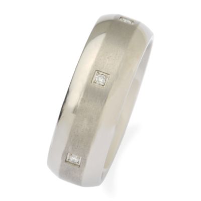 Men's Diamond Accent Wedding Band In Matte and Polished Titanium. Size 10.5 &mdash; Alt Image 2