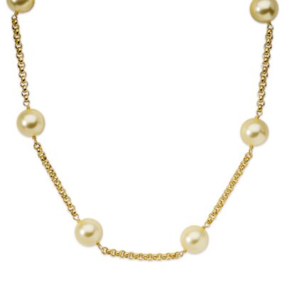 Mother-Of-Pearl Rolo-Link Necklace In 18kt Yellow Gold-Plated Sterling Silver. 22" &mdash; Alt Image 1