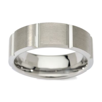 Tungsten Carbide Matte Finish 10 mm Mens Etched Wedding Band. Size 10