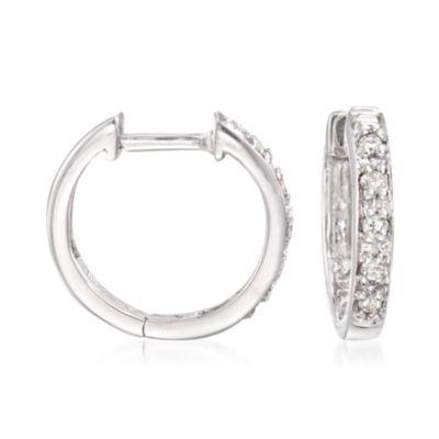 Diamond Accent Hoop Earrings In 14kt White Gold
