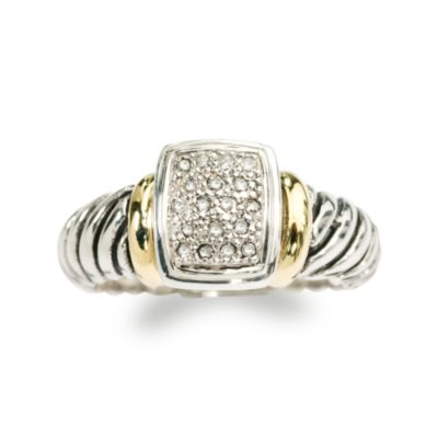 Diamond Accent Cable Ring In 14kt Yellow Gold and Sterling Silver &mdash; Alt Image 1