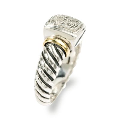 Diamond Accent Cable Ring In 14kt Yellow Gold and Sterling Silver &mdash; Alt Image 2