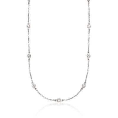 2.5 ct. t.w. Bezel-Set Cubic Zirconia Necklace In Sterling Silver. 33" &mdash; Alt Image 1