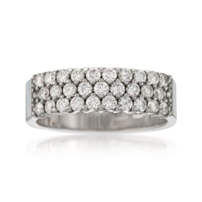 14kt White Gold Band With 29 Diamonds In A Triple Row and Prong-Set (.90 ct. t.w.) &mdash; Alt Image 1
