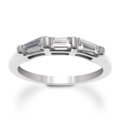 14kt White Gold Band With 3 Tapered Baguette Diamonds (.65 ct. t.w.) &mdash; Alt Image 1