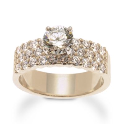 Triple-Row Engagement Ring Setting In 14kt Yellow Gold With .85 ct. t.w. Side Diamonds &mdash; Alt Image 1
