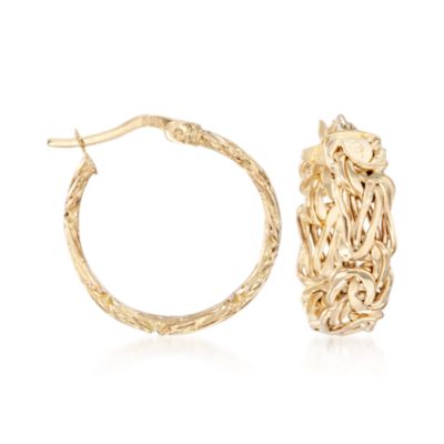 14kt Yellow Gold Byzantine Hoop Earrings &mdash; Alt Image 1