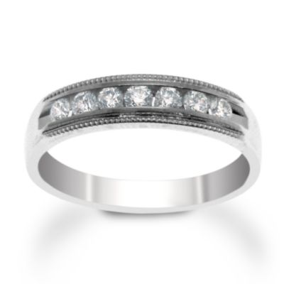 Platinum Seven Diamond .28 ct. t.w. Millegrain Channel Band &mdash; Alt Image 1