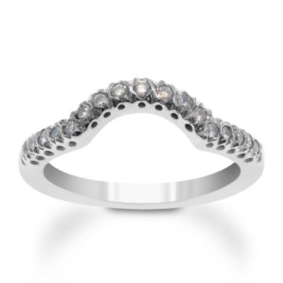 Platinum Curved Band With 17 Round Diamonds (.25 ct. t.w.) In A Micro-Pave Setting &mdash; Alt Image 1