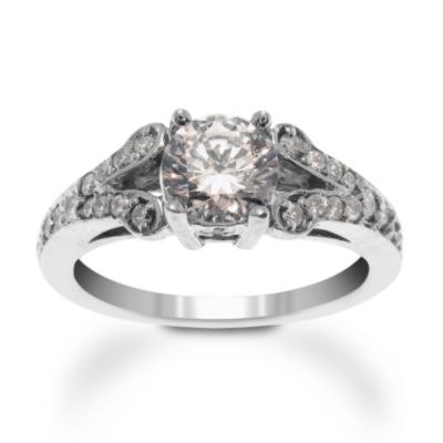 Open-Frame Engagement Ring Setting In Platinum With .30 ct. t.w. Side Diamonds &mdash; Alt Image 1