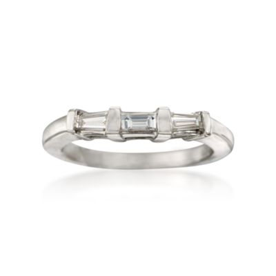 Platinum Band With 3 Baguette Diamonds (.30 ct. t.w.) &mdash; Alt Image 1