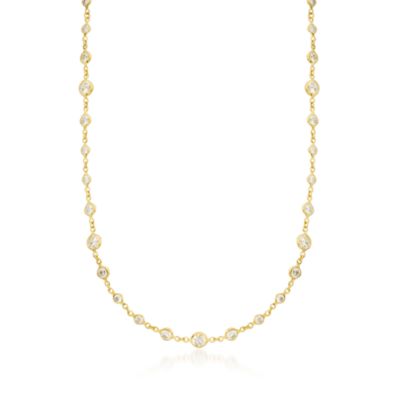 3.60 ct. t.w. CZ Station Link Necklace In Vermeil &mdash; Alt Image 1