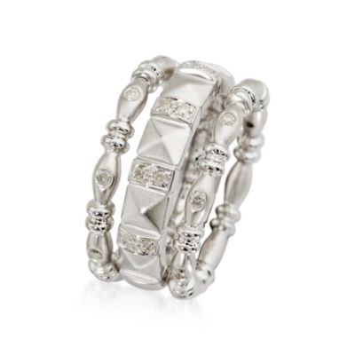 Set of Three .25 ct. t.w. Diamond Stacking Rings In 14kt White Gold &mdash; Alt Image 2