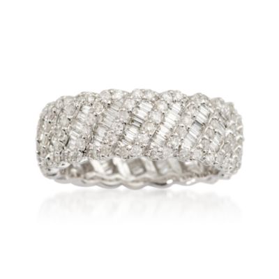 2.35 ct. t.w. Round and Baguette Diamond Eternity Wedding Band In 14kt White Gold &mdash; Alt Image 1