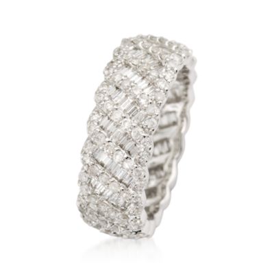 2.35 ct. t.w. Round and Baguette Diamond Eternity Wedding Band In 14kt White Gold &mdash; Alt Image 2