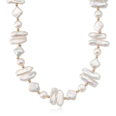 Multi-Shaped Cultured Pearl Necklace In 14kt Yellow Gold &mdash; Alt Image 1