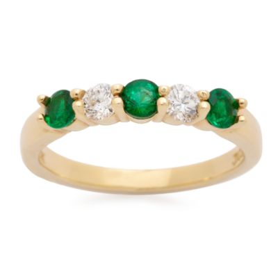 .40 ct. t.w. Emerald and .30 ct. t.w. Diamond Band In 18kt Yellow Gold &mdash; Alt Image 1