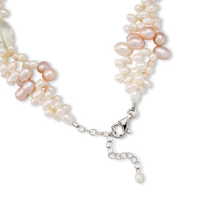 Multicolored Cultured Pearl and Multi-Gem Necklace In Sterling Silver &mdash; Alt Image 2