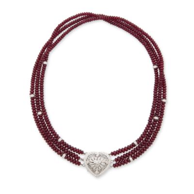 1.35 ct. t.w. Diamond and 252.00 ct. t.w. Ruby Heart Necklace In 18kt White Gold 16" &mdash; Alt Image 1