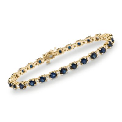 8.50 ct. t.w. Sapphire and Diamond Bracelet In 14kt Yellow Gold. 7" &mdash; Alt Image 1
