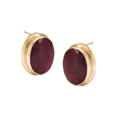 17.00 ct. t.w. Rough-Cut Ruby Earrings In Vermeil  &mdash; Alt Image 1