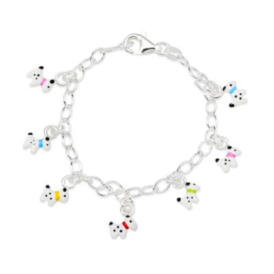 Child's Sterling and Enamel Puppy Charm Bracelet. 6" &mdash; Alt Image 1