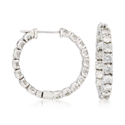 3.40 ct. t.w. Diamond In-And-Out Hoop Earrings In 14kt White Gold  &mdash; Alt Image 1